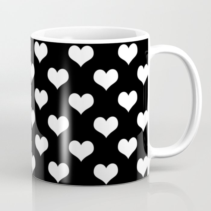 Black And White Hearts Minimalist Line Drawing Coffee Mug