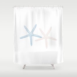Blue Sea Sand Peach Starfish Shower Curtain