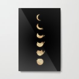 Cat Landscape 57: Phases of the Meow Metal Print | Catlover, Drawing, Minimal, Cat, Landscape, Meow, Moon, Moonphases, Catmoon, Lovecat 