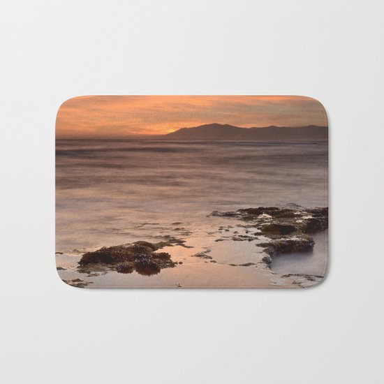 "Last red light" Sunset at the sea Bath Mat