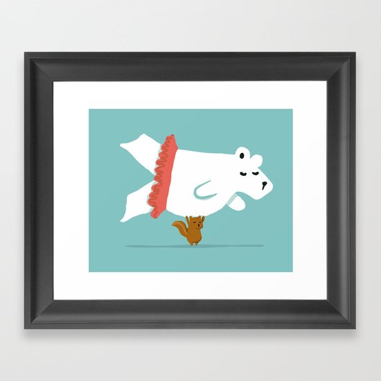 You Lift Me Up - Polar bear doing ballet Framed Art Print