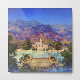Broadmoor Hotel, Colorado Springs landscape by Maxfield Parrish Metal Print | Oldwest, Hotel, Saltlake, Villa, Painting, Denver, Lake, Aspen, Bluesky, Mountainrange 