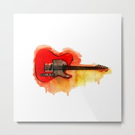 Watercolor guitar Metal Print | Rock, Rockandroll, Ink, Painting, Indie, Electronic, Electro, Illustration, Watercolor, Telecaster 