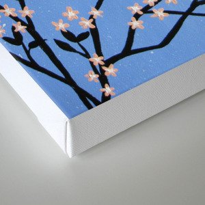 Cherry Blossom Tree Painting In The Snow Canvas Print By