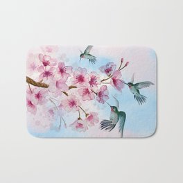 Cherry Blossom and Hummingbirds Bath Mat