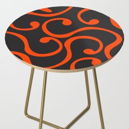  Reto Abstract Curvy lines pattern - Red and Eerie Black Side Table