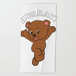 Happy Bear Cub  Beach Towel