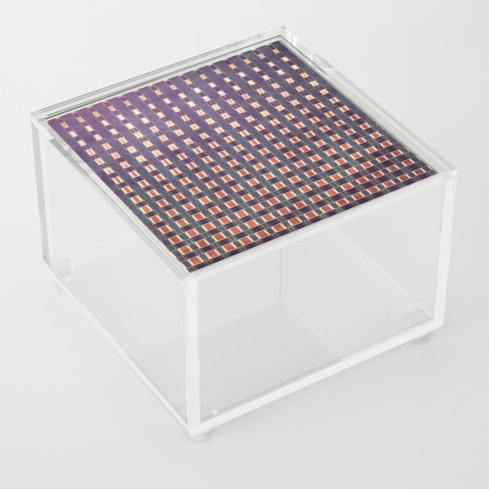 Rustic Harmony: Brown and Purple Grid Lines Acrylic Box