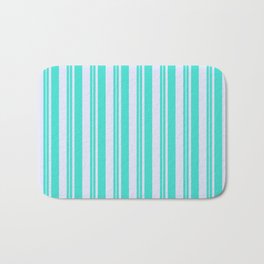 [ Thumbnail: Turquoise and Lavender Colored Stripes/Lines Pattern Bath Mat ]