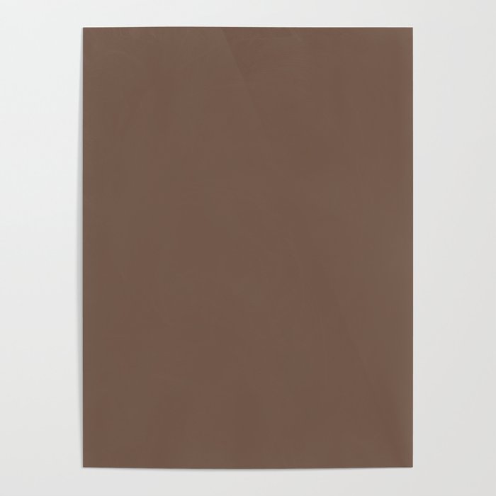 Dark Brown Solid Color Pairs Pantone Pecan Pie 18-1125 TCX Shades of Brown Hues Poster