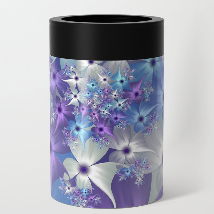 Pretty Blue and Purple Flowers Can Cooler