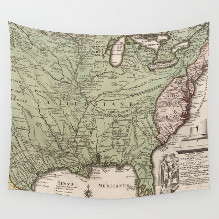 Vintage Map of America (1719) Wall Tapestry by BravuraMedia  Society6