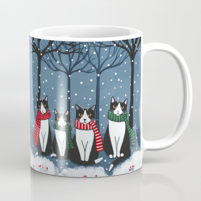 Winter Tuxedo Cats Coffee Mug
