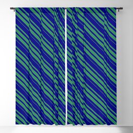 [ Thumbnail: Blue & Sea Green Colored Lines/Stripes Pattern Blackout Curtain ]