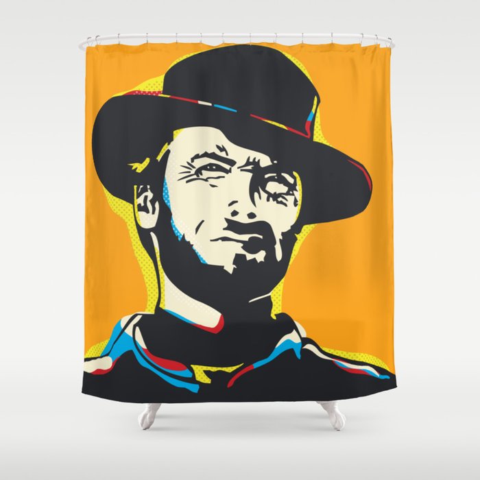 Clint Eastwood Pop Art Portrait Shower Curtain By Bekarecreative