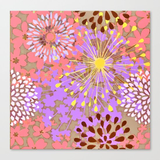 Bright Floral Explosion Abstract Canvas Print