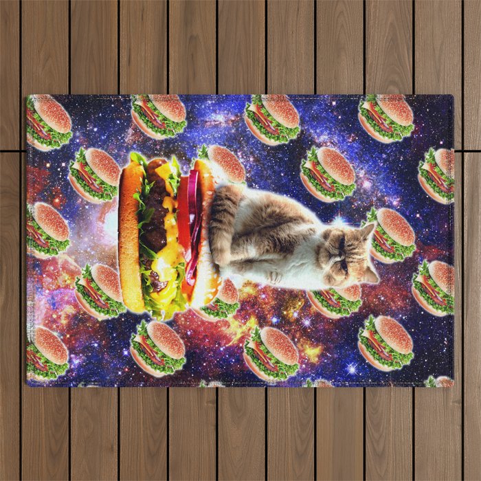 Hamburger Astro Cat On Burger Outdoor Rug