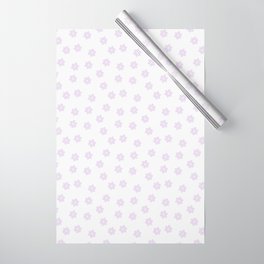 Aesthetic Lilac Lavender Cute Groovy Flowers White Color Background Wrapping Paper