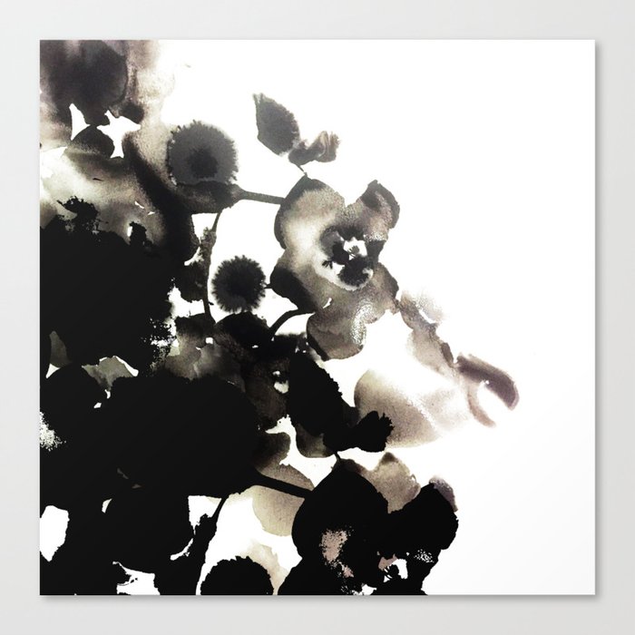 Black and White Floral Canvas Print