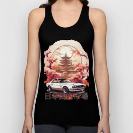 JDM car with Japanese landscape on background Tank Top