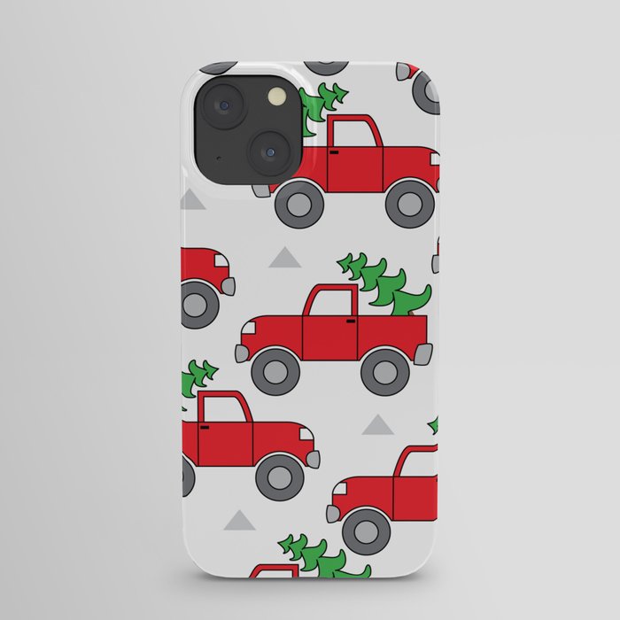 red trucks and christmas trees iPhone Case