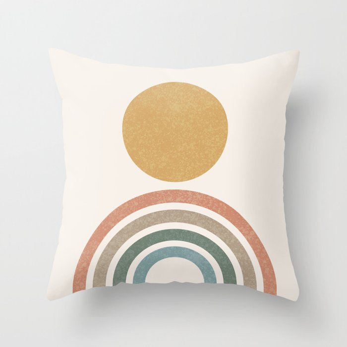 Mid-Century Modern Rainbow Throw Pillow