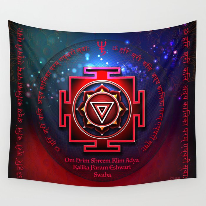 Kali Yantra with the Great Fifteen-Syllable Mantra Wall Tapestry