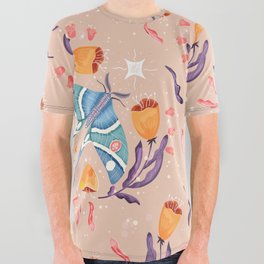 Moth pattern light All Over Graphic Tee