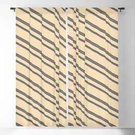 [ Thumbnail: Dim Gray & Tan Colored Striped/Lined Pattern Blackout Curtain ]