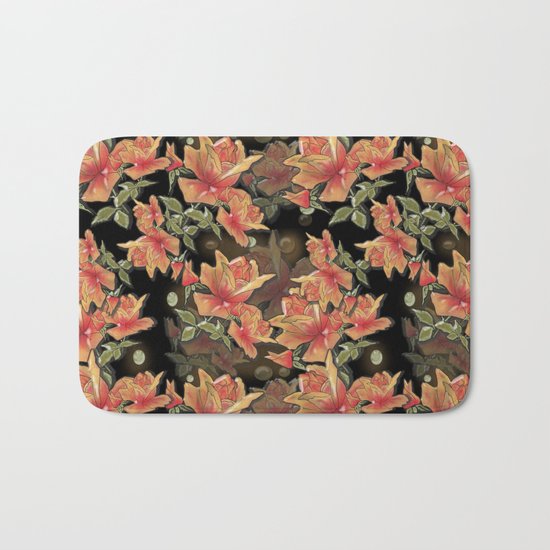 Yellow roses . Imitation glass .3D/ Bath Mat