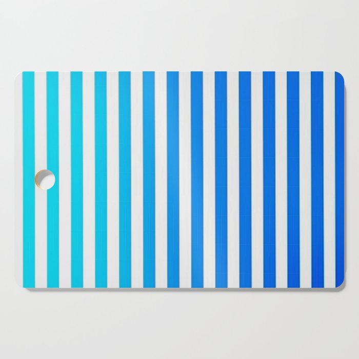 Ombre Stripes On White Aqua Blue Vertical Cutting Board