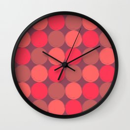Red and Brown Vintage Dotted Pattern Wall Clock