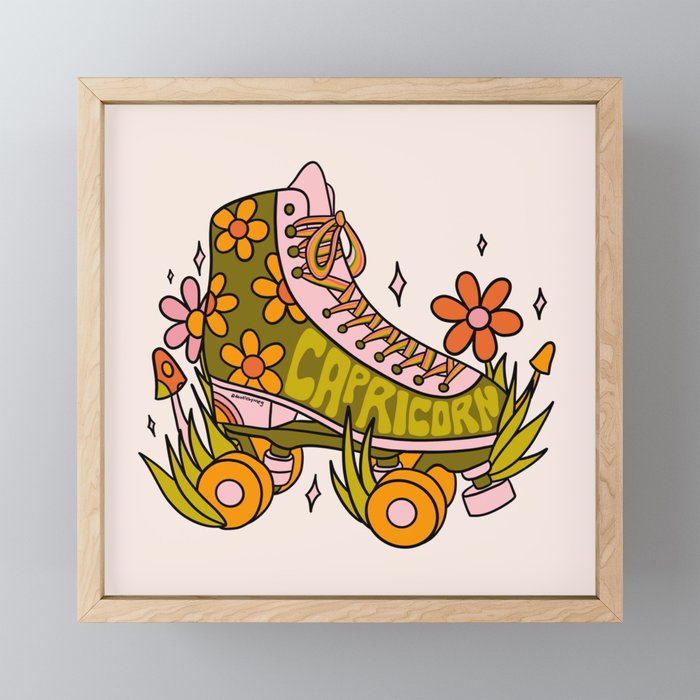 Capricorn Roller Skate Framed Mini Art Print