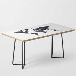 World Map in Black and White Ink on Paper Coffee Table