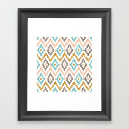 Sketchy Diamond IKAT Framed Art Print