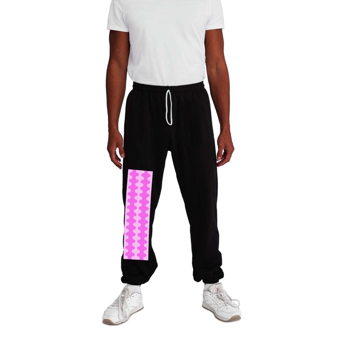 Vivid Pink Ogee A-Go-Go Retro Pop Abstract Wavy Stripe Pattern Sweatpants
