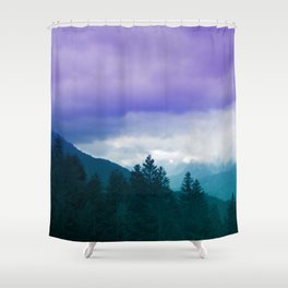 Dreamy Purple Teal Mountain Landscape #1 #wall #art #society6 Shower Curtain