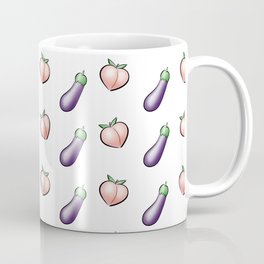Peaches and Eggplants Emojis Pattern Coffee Mug