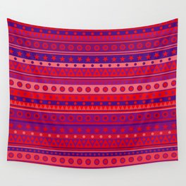 Red Purple and Pink Stripy Pattern Wall Tapestry