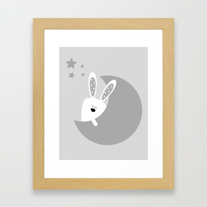 Bunny And The Moon Framed Art Print