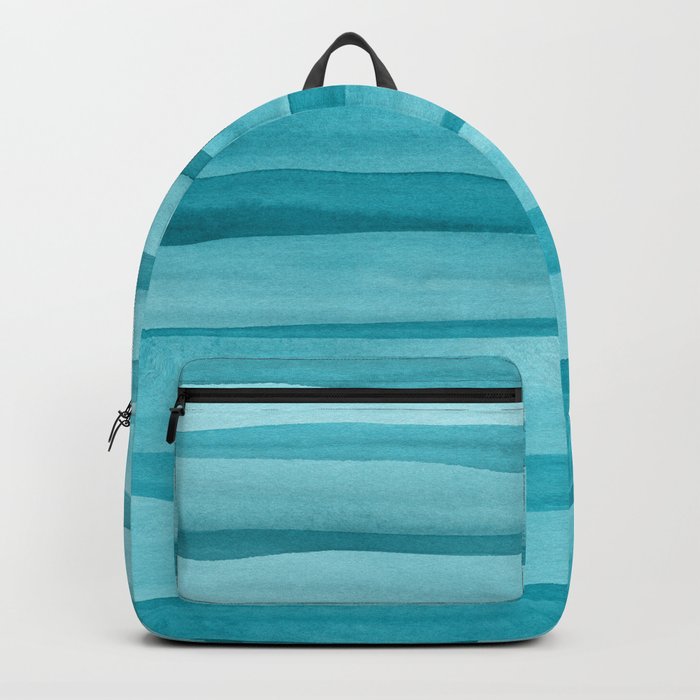 Teal Watercolor Lines Pattern Backpack