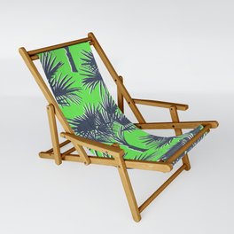 70’s Palm Trees Navy Blue on Lime Green Sling Chair