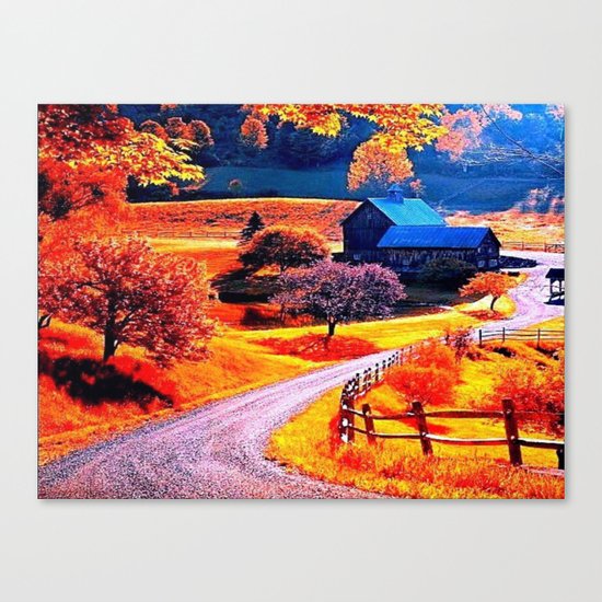 Farmhouse In Autumn Canvas Print