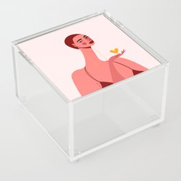 Girl With Yellow Heart Acrylic Box