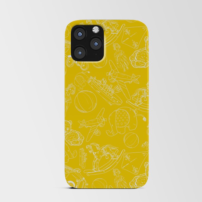 Yellow and White Toys Outline Pattern iPhone Card Case