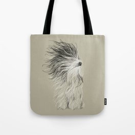 Drawing of an Old English Sheep Dog Drying Off Tote Bag