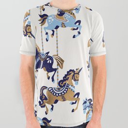 Carousel Horses – Copper & Blue All Over Graphic Tee