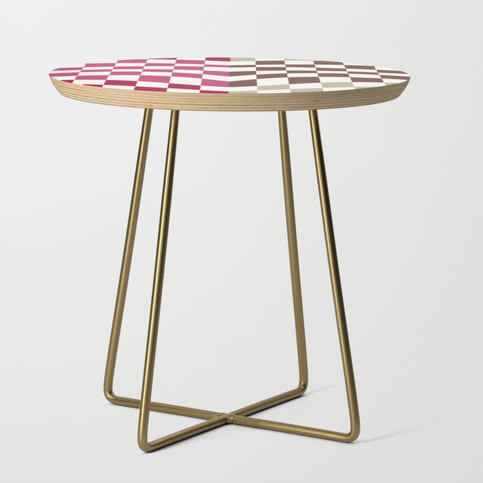 Pink and brown warp checked Side Table