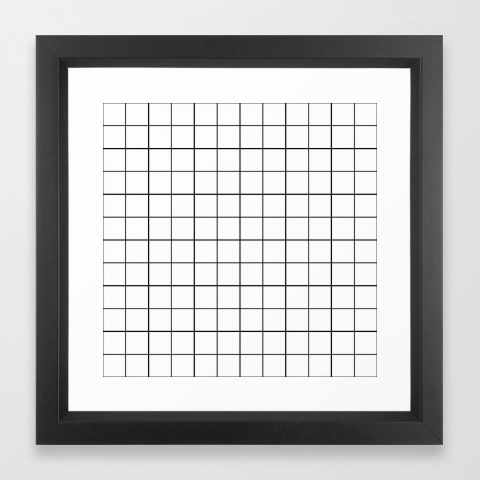 Grid Pattern Stripes Lines Black and White Minimalist Geometric Stripe Line Drawing Framed Art Print