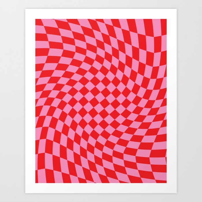 Pink & Red Checker Art Print